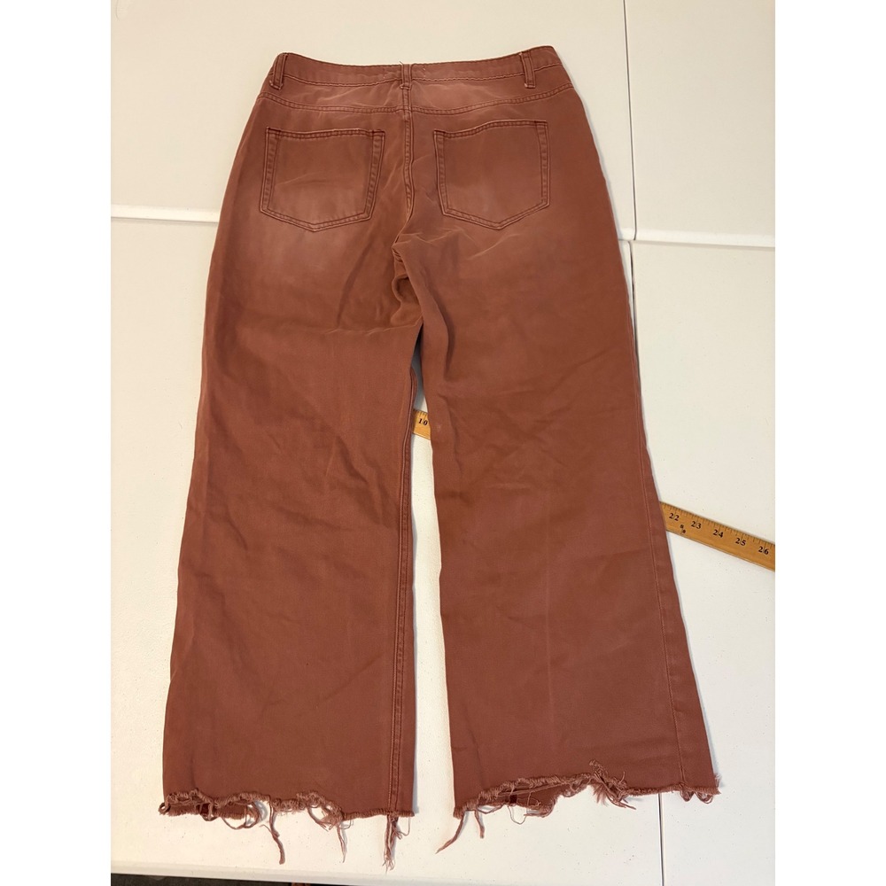 Vervet Wide Leg Distressed Jeans Rust Brown High Rise Raw Hem Skater Boho 30 qq - Picture 3 of 8